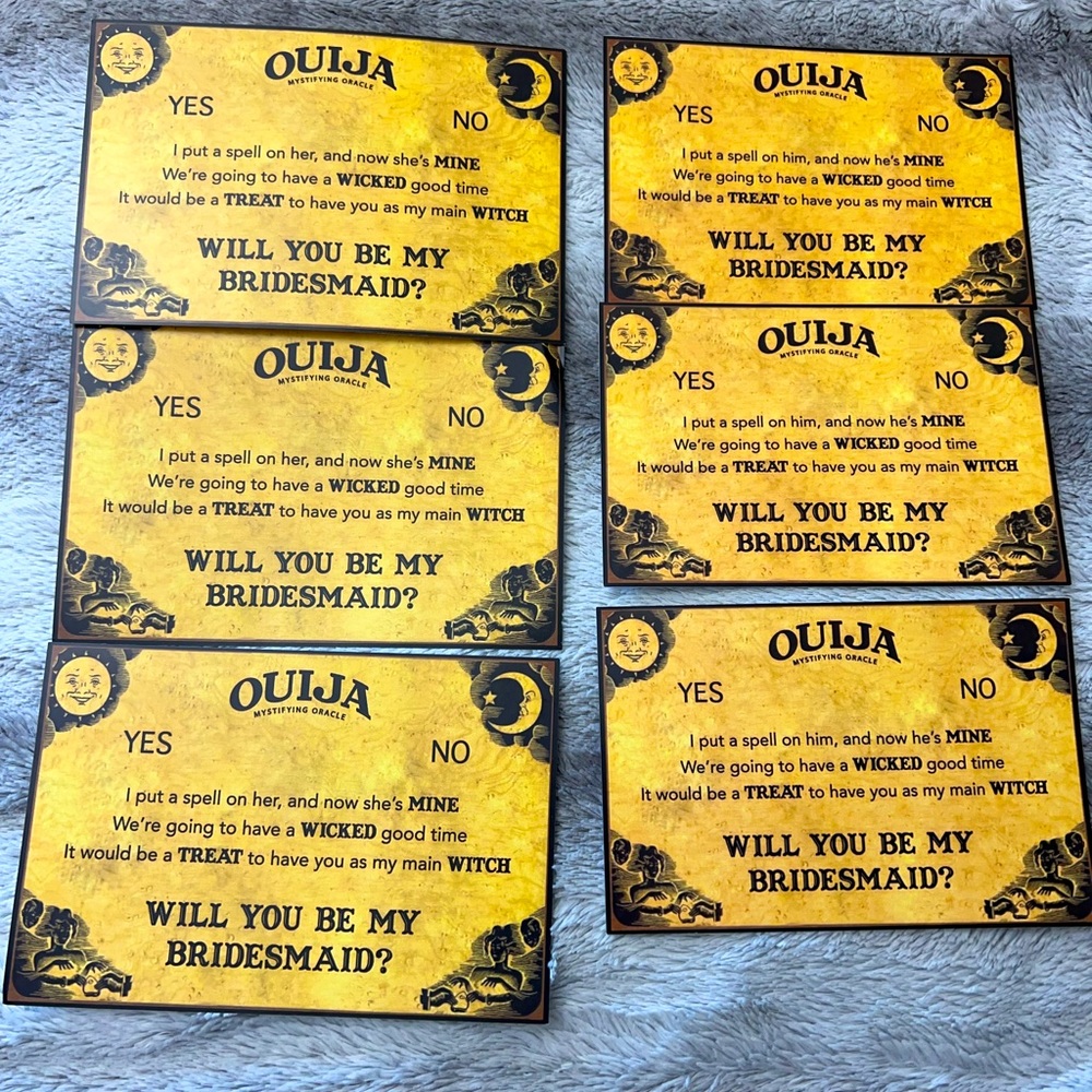 Bridesmaid proposal Ouija cards